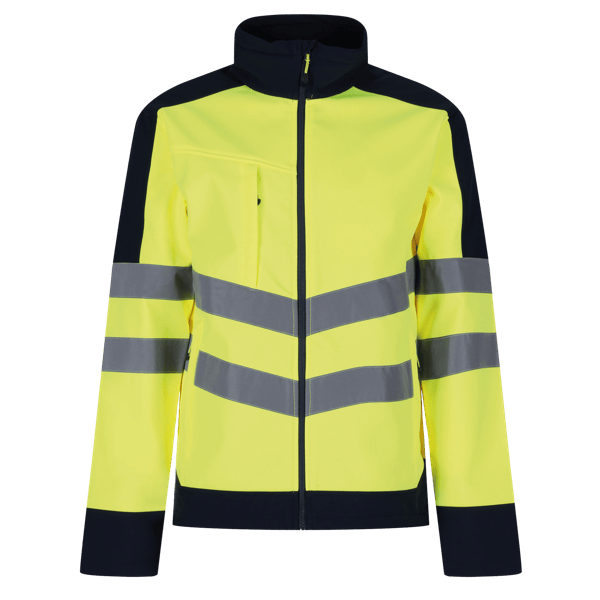 Men's Hi-Vis 3 Layer Softshell Reflective Work Jacket, front